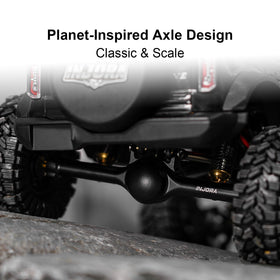 INJORA scale hydraulic steering system offers realistic steering feel on rugged terrain