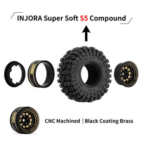 Aggressive side lug design on INJORA wheel set boosts side bite on rocks