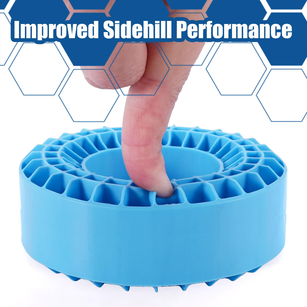 INJORA blue foam insert on tire demonstrates enhanced traction potential.