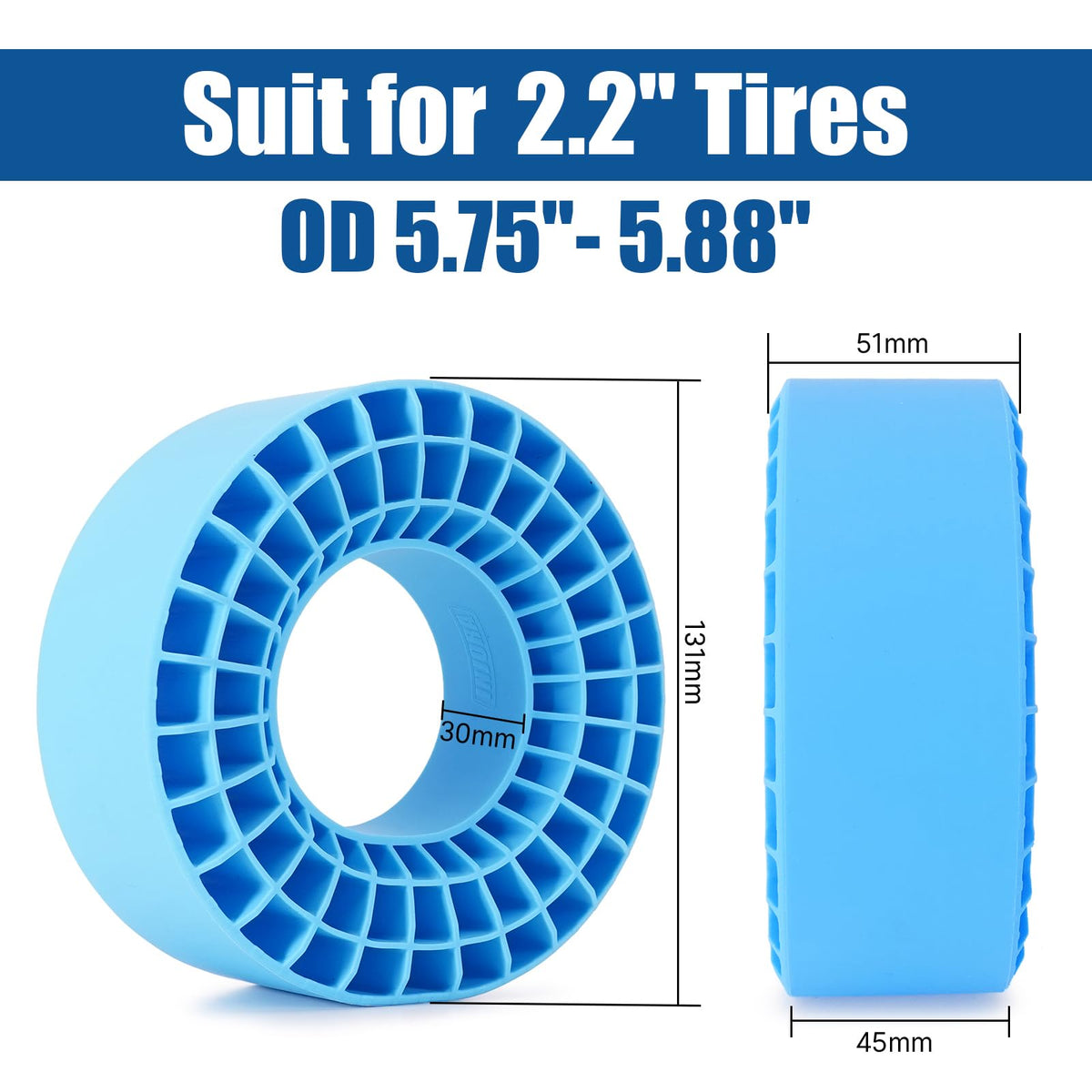 INJORA green soft foam insert fits 146-149mm tires for stability.