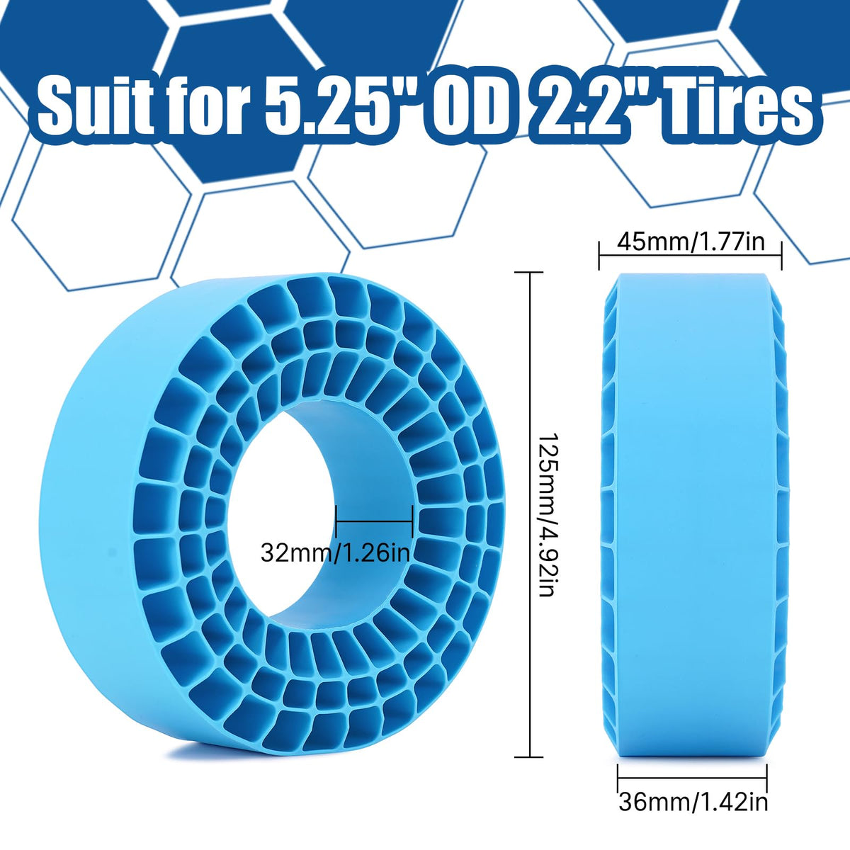 INJORA blue insert enhances traction and grip on challenging terrain.