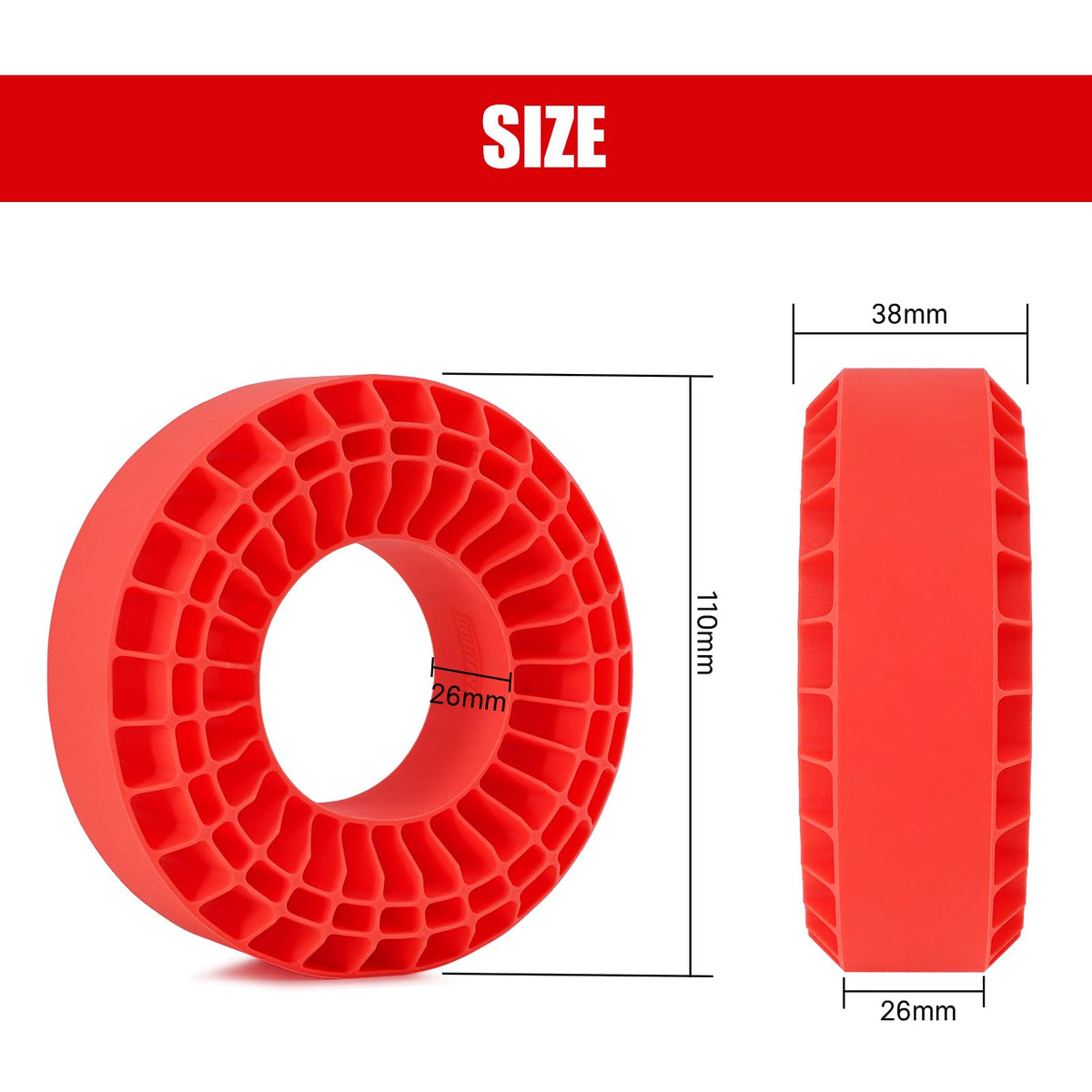 INJORA red hard insert for heavier rigs on 118-122mm wheels
