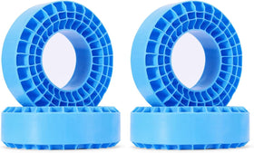 INJORA blue silicone inserts for 106-108mm tires improve stability.