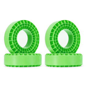 INJORA silicone rubber inserts for 106-108mm tires in green improve stability with added weight.