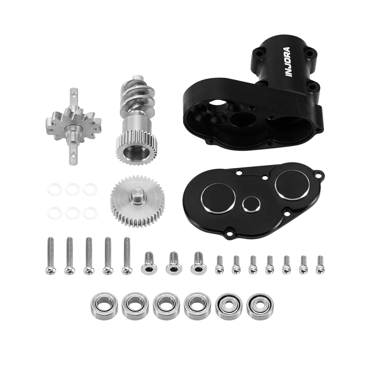 INJORA stainless steel gears enable smooth power transfer and wear resistance.