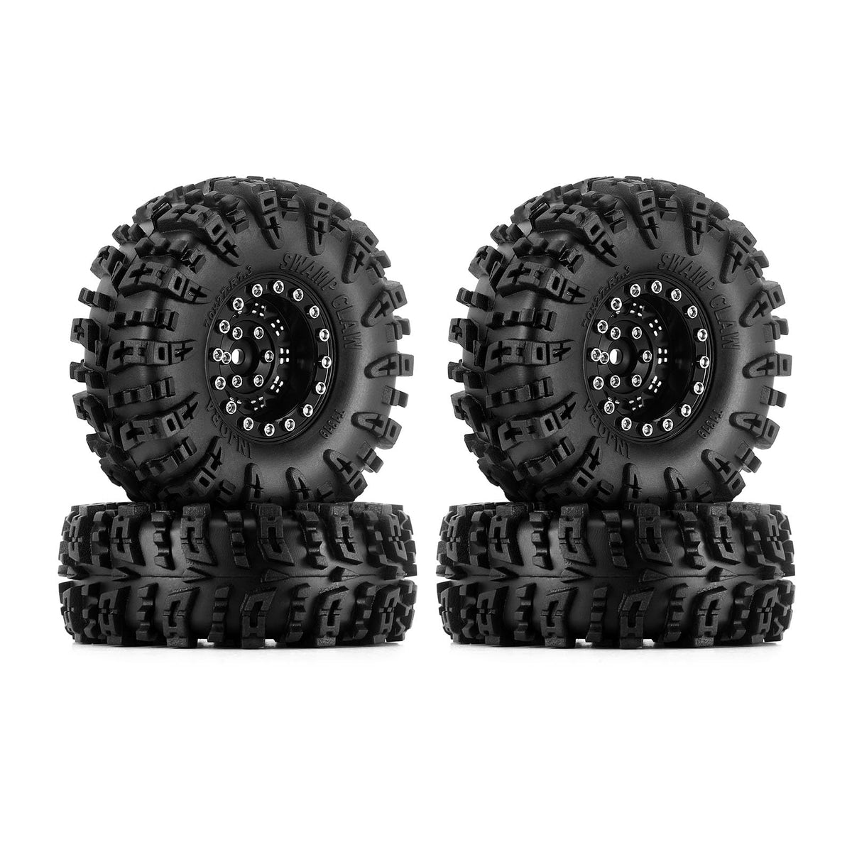 INJORA Swamp Claw 1-3in tire set delivers improved traction on rugged off-road trails.