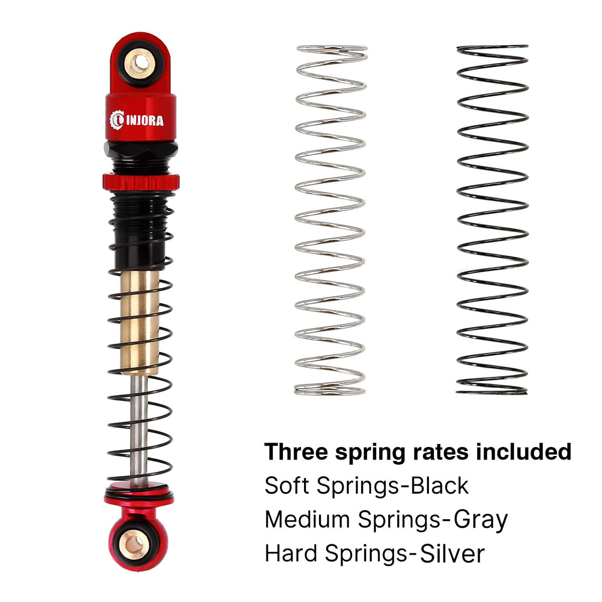 INJORA telescopic design provides maximum travel for better obstacle clearance on crawlers.
