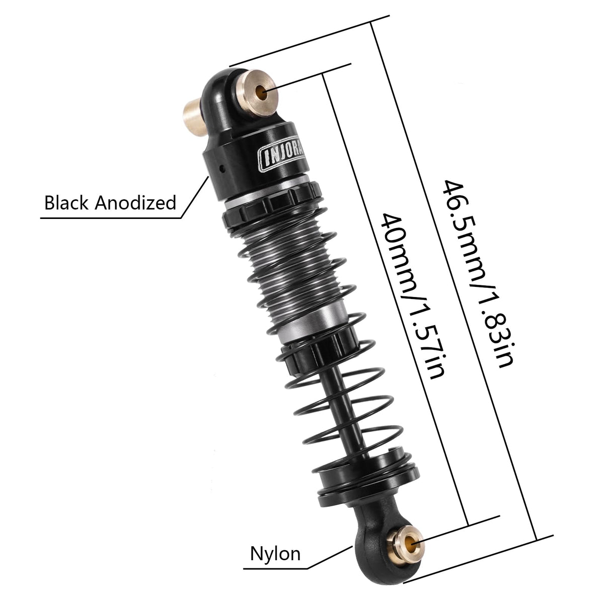 INJORA threaded body for quick preload adjustments on the big bore shock