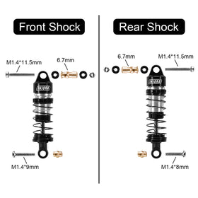 INJORA threaded shock bodies enable quick pre-load adjustments.