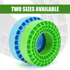 INJORA silicone rubber inserts installed on 1.9-inch tires ready for rugged use.