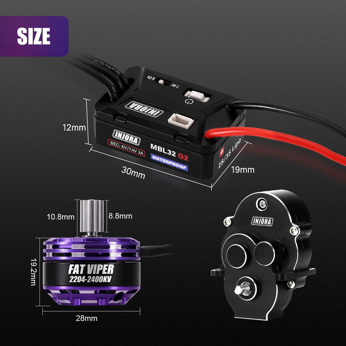 TRX4M 2204 fat viper outrunner paired with INJORA ESC.