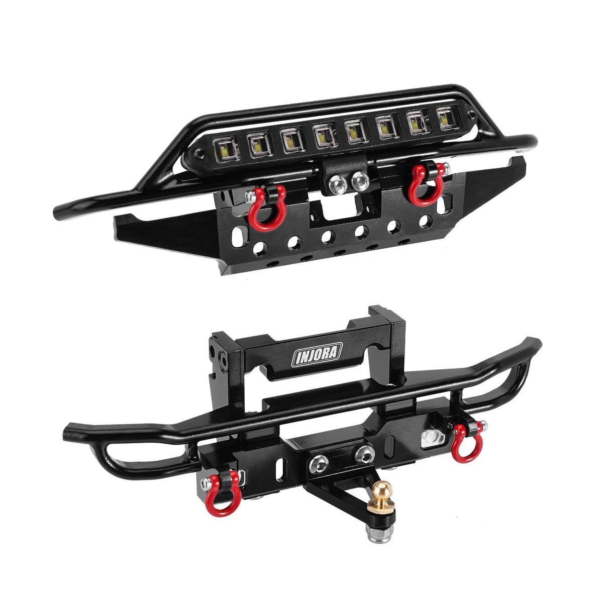 INJORA front bumper with LED for TRX4M Bronco boosts night visibility and style.