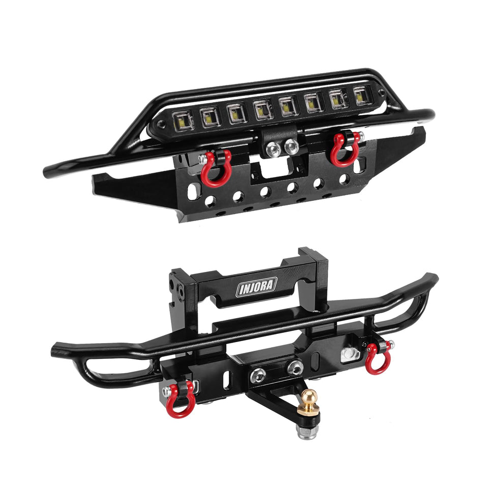 INJORA front bumper with LED for TRX4M Bronco boosts night visibility and style.