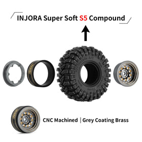 INJORA uniform tread contact design ensures steady ground contact.