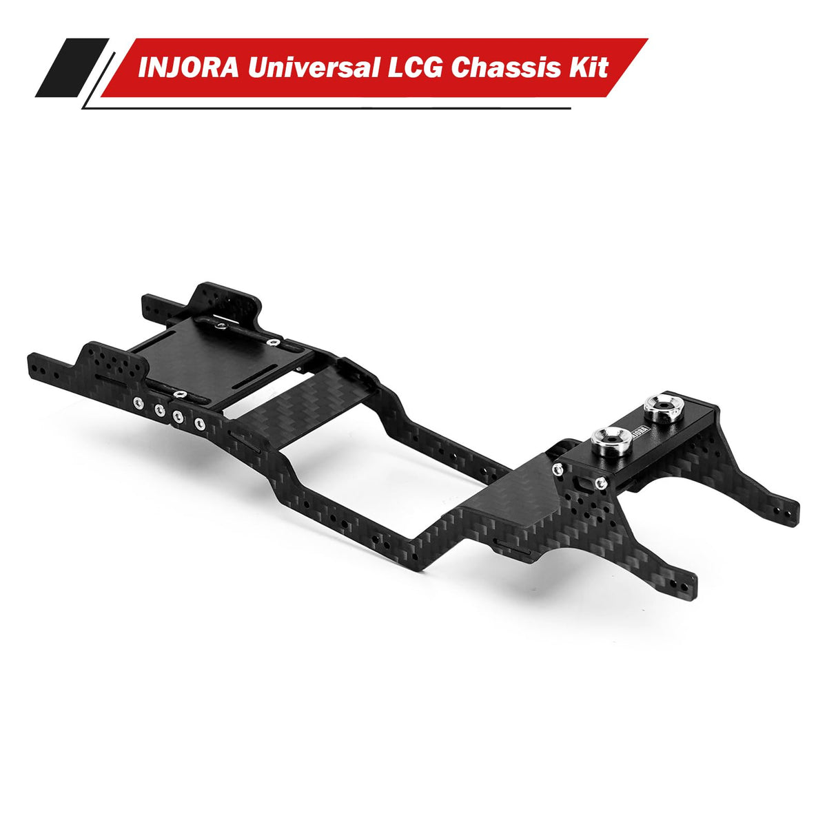 Wheelbase adjustment area on INJORA frame demonstrates versatile body fit