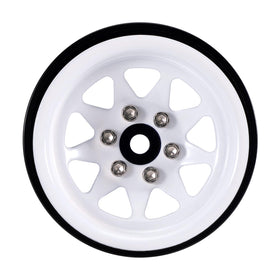INJORA white beadlock wheel with authentic vintage look for RC crawlers.