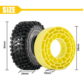 INJORA yellow silicone inserts soften suspension and add sidewall support.