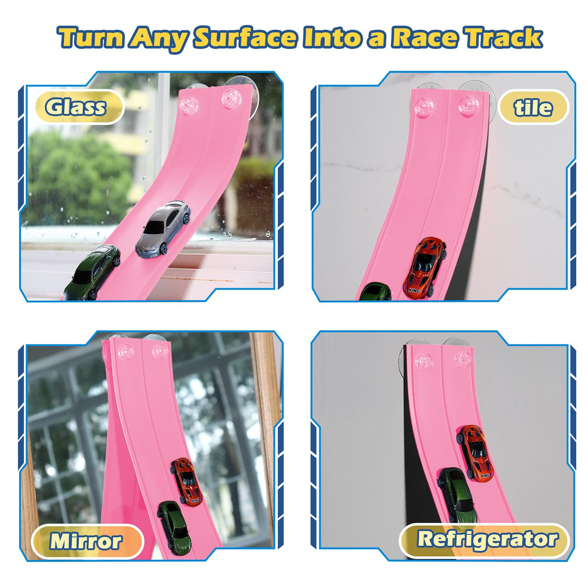 INKZOO track compatible with diecast 1/64 cars for racing fun.