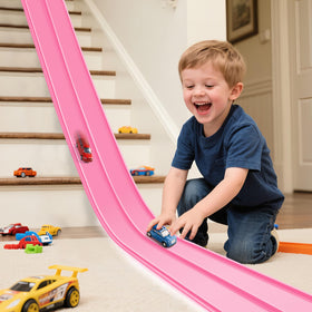 INKZOO Flexible Race Track setup demonstrates quick, creative configurations for kids' play sessions.
