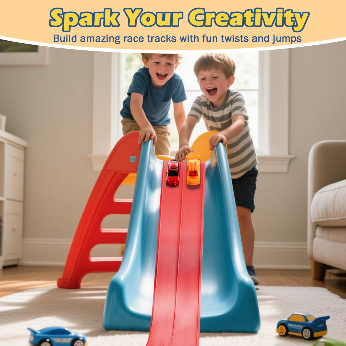 INKZOO Suction cups hold the track on smooth surfaces.