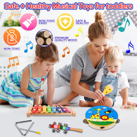 INLAIER 8-tone xylophone with mallets shown for early music learning and tactile exploration.