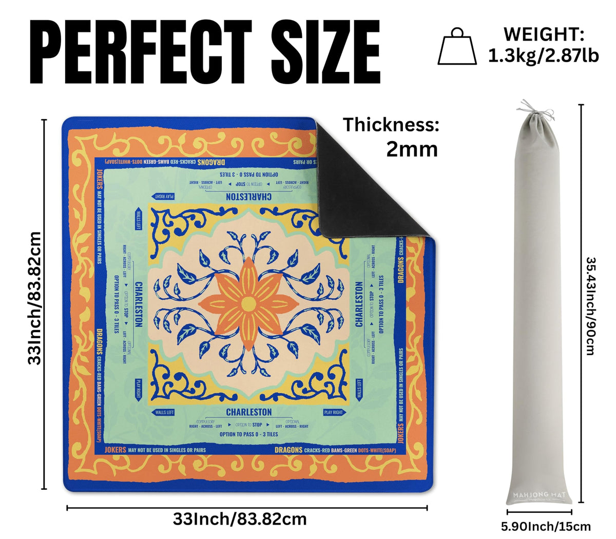 InnoBeta 33x33 mat on a wooden table with protected tiles.