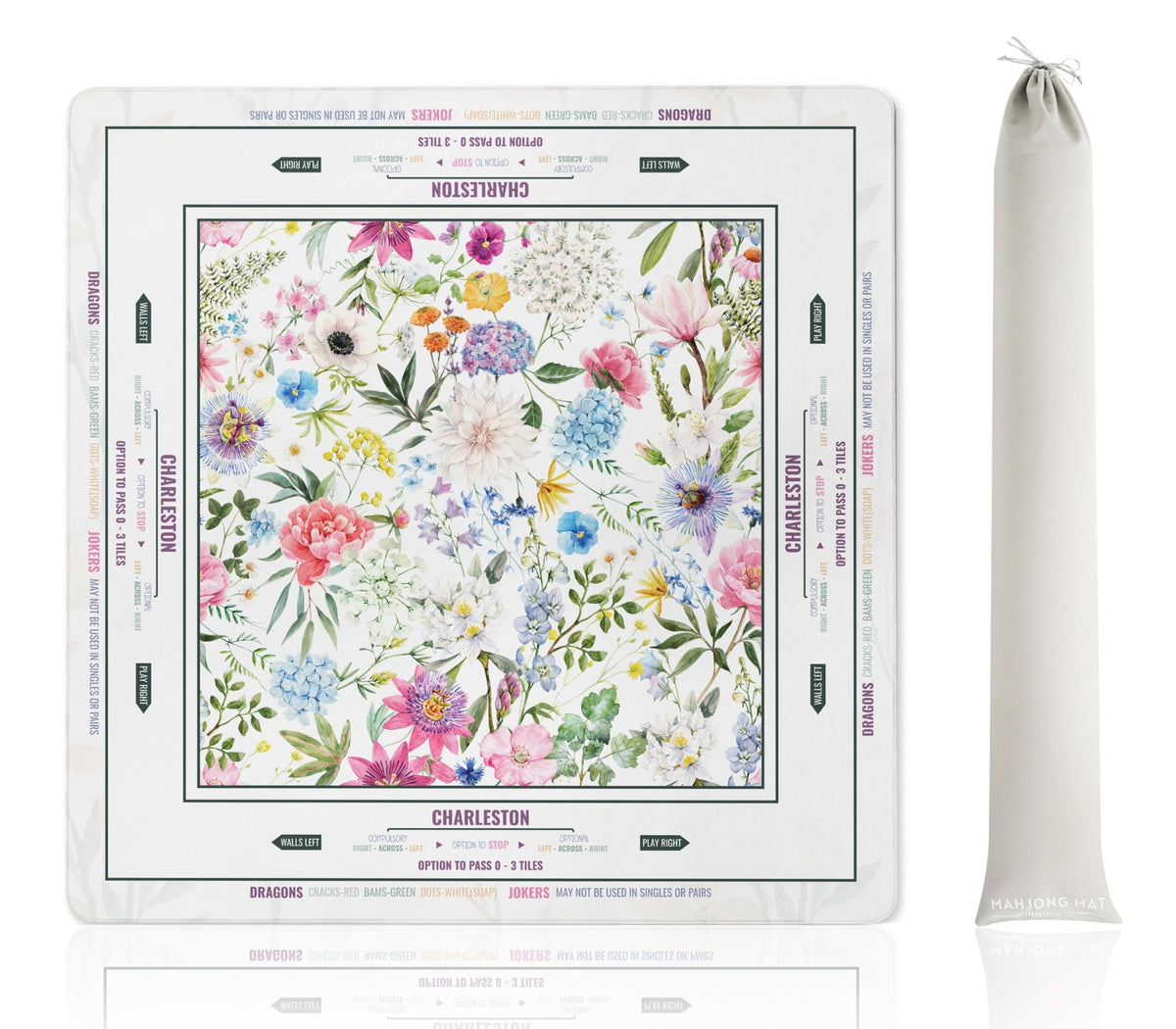 InnoBeta Mahjong Mat 33x33 non-slip surface protects tiles and table during play.