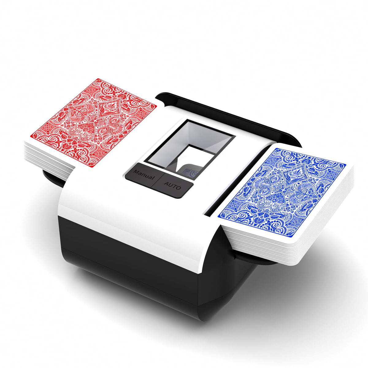 INNCNN Rechargeable automatic card shuffler front view highlighting compact design for quick games