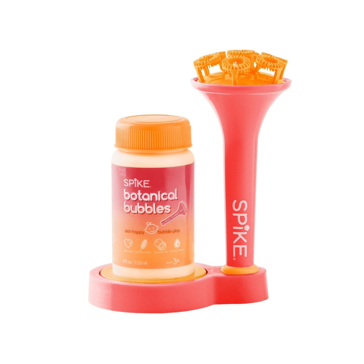 Innobaby Spike bubble blower pink wand supports speech and motor play.