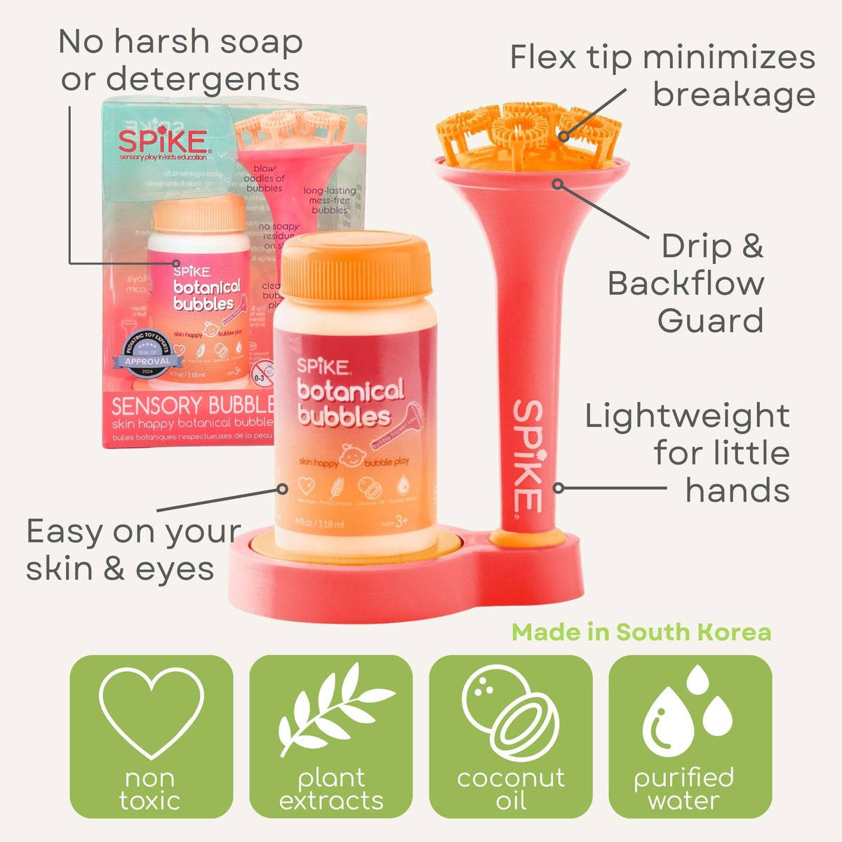 Innobaby Spike bubble solution tray makes dipping easy and controlled.