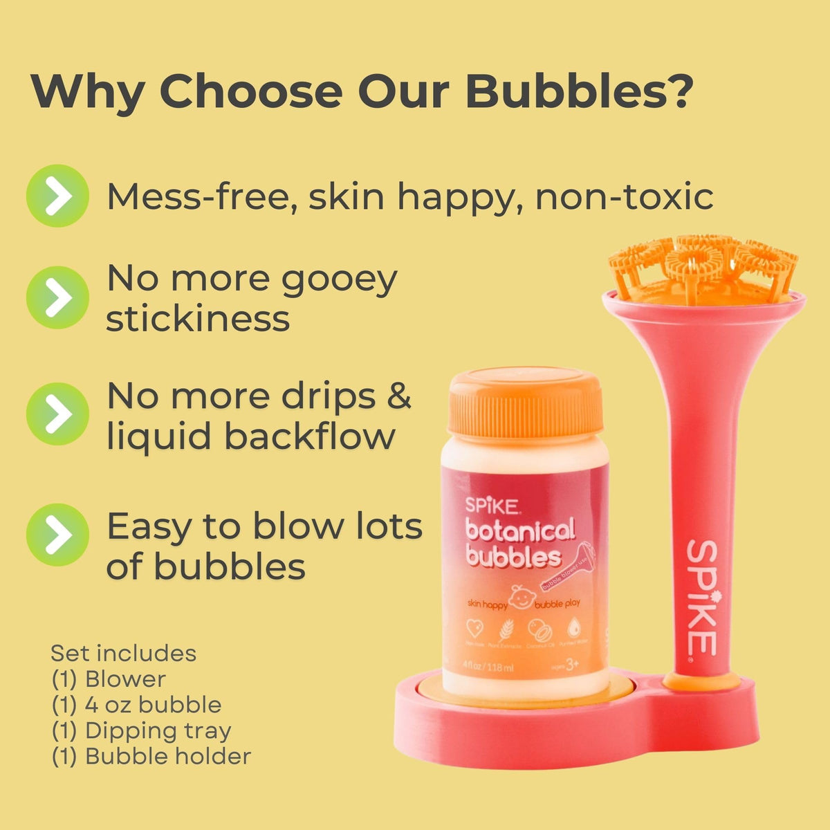 Innobaby Spike bubbles provide mess-free fun for sensory play.