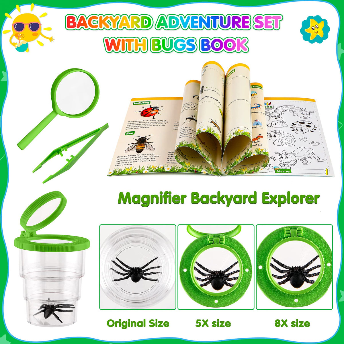 INNOCHEER Backyard Bugs Book for learning about insects