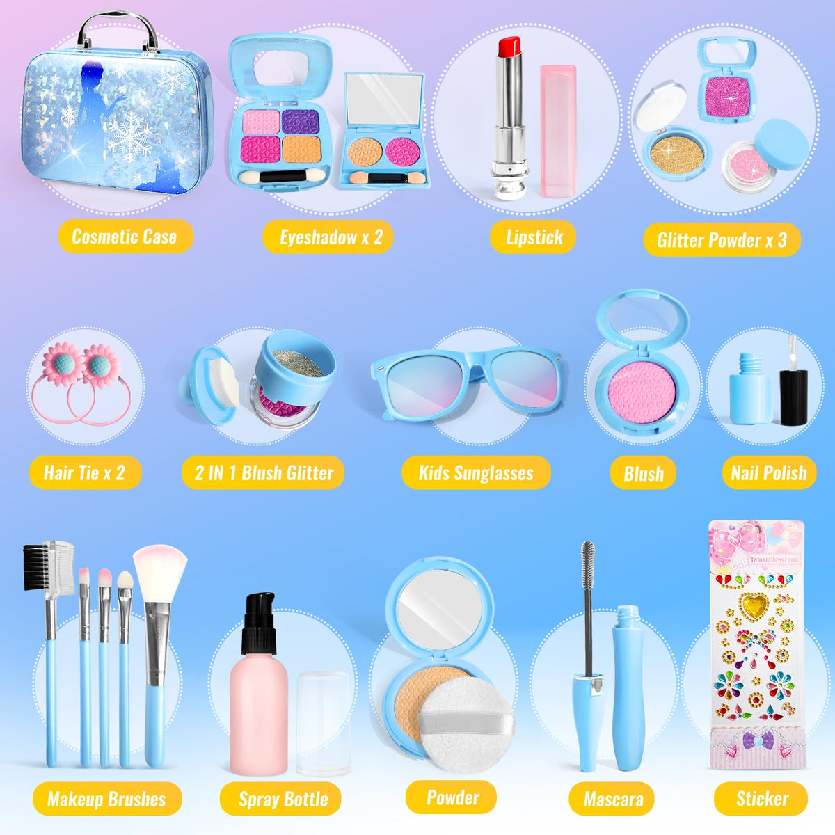 INNOCHEER blush compact with 2-in-1 glitter for rosy looks