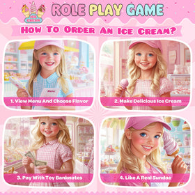 Display stands organizing an engaging ice cream shop setup