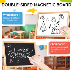 INNOCHEER double-sided whiteboard and chalkboard for writing and drawing ideas.