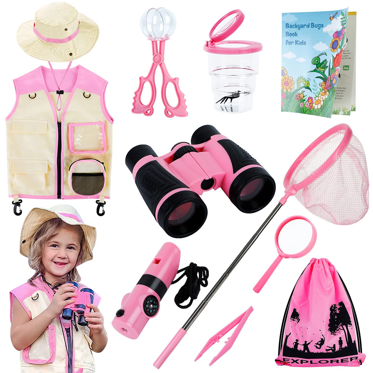 INNOCHEER Explorer Kit Safari Vest for kids, durable vest with multiple pockets for field gear.