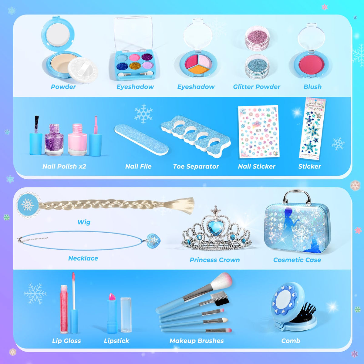 INNOCHEER kids makeup kit folding comb for tidy grooming during play.