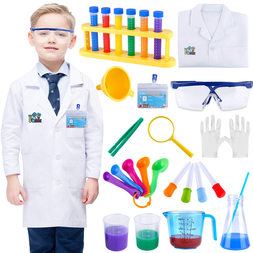 INNOCHEER kids science kit contents laid out for exploration and play.