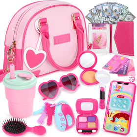 INNOCHEER little girls purse with heart pendant for easy carry in pretend play