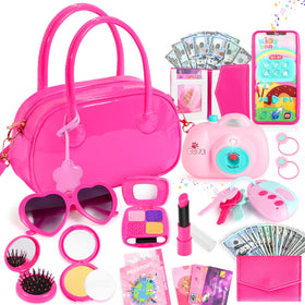 INNOCHEER little girls purse in hot pink patent leather for stylish pretend play and dress-up.