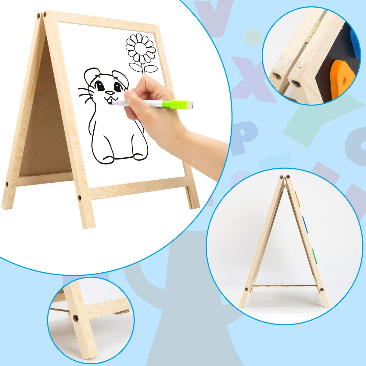 INNOCHEER magnetic dry erase chalkboard combo, two surfaces for varied activities.