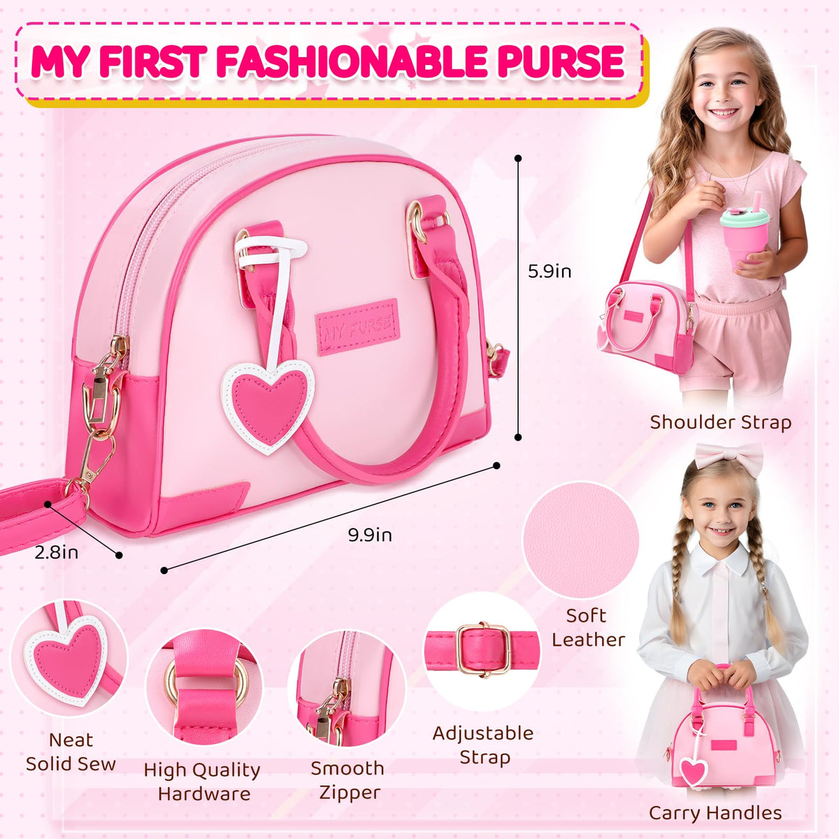 INNOCHEER pink purse with toy phone for imaginative dress-up adventures