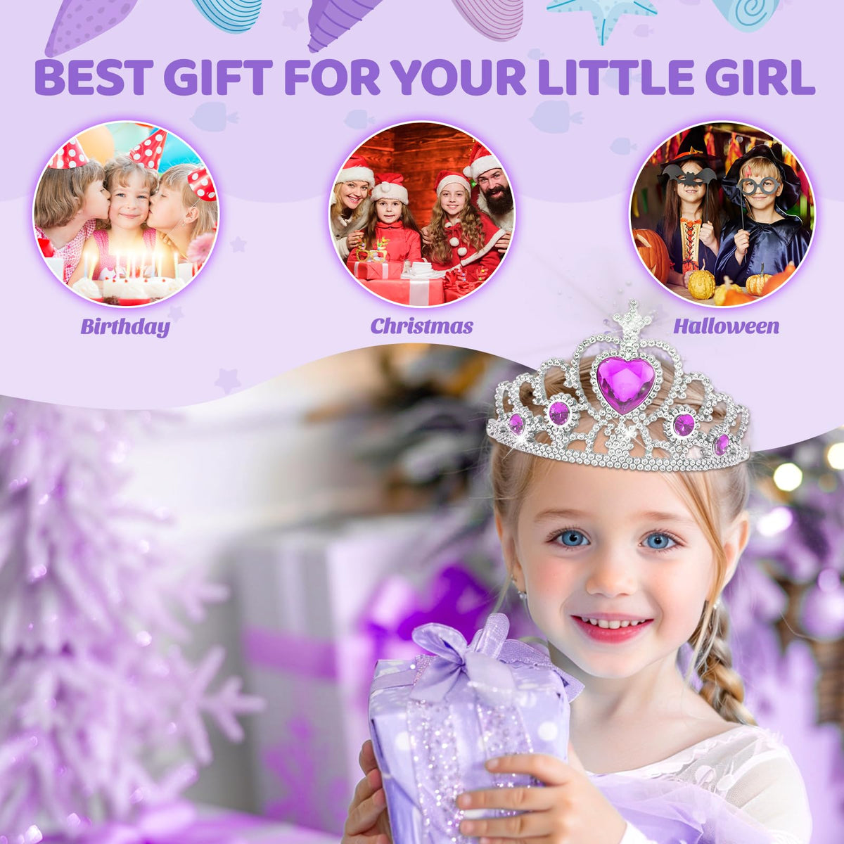 INNOCHEER mermaid crown to complete royal dress-up looks