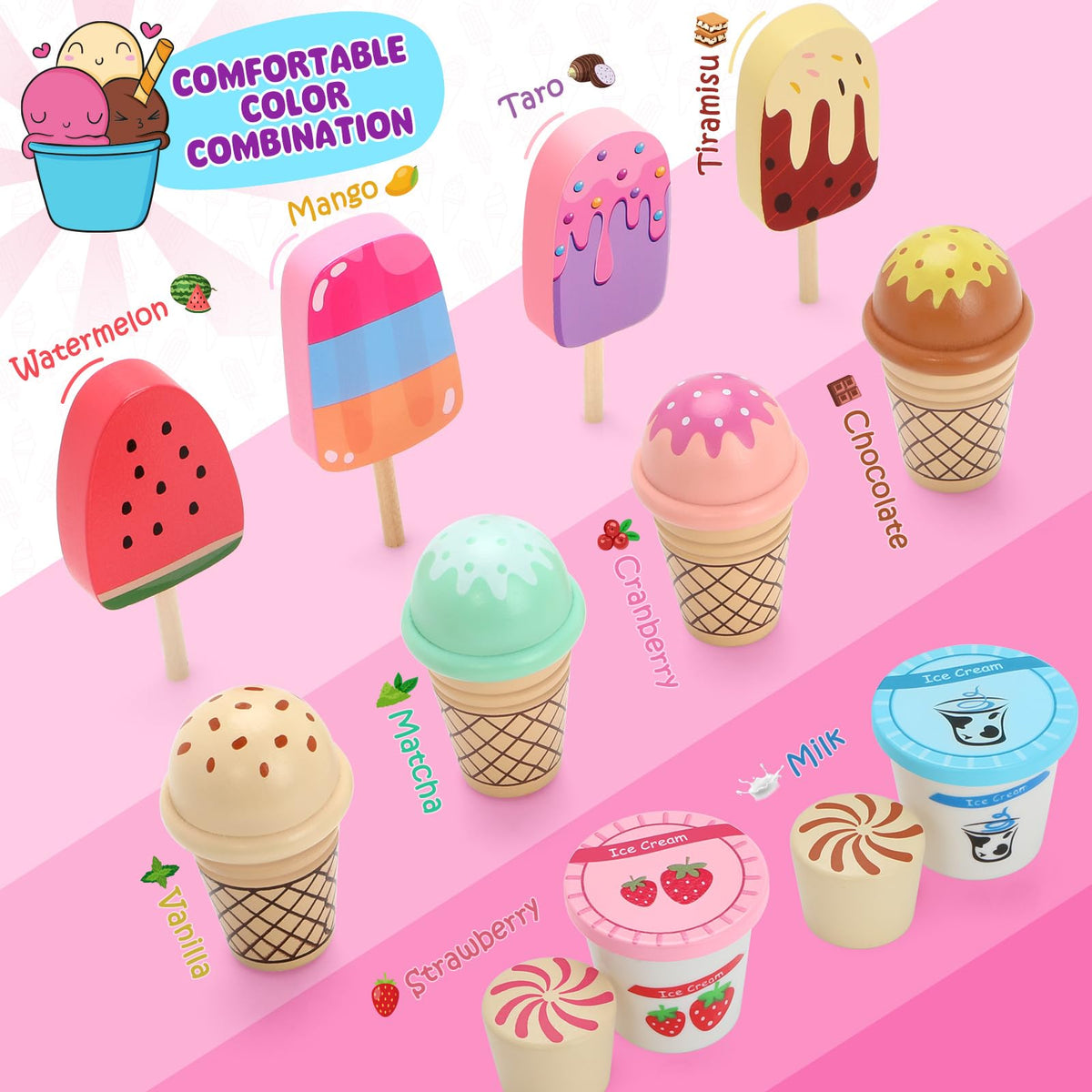 Sundae dishes for serving pretend desserts during role-play