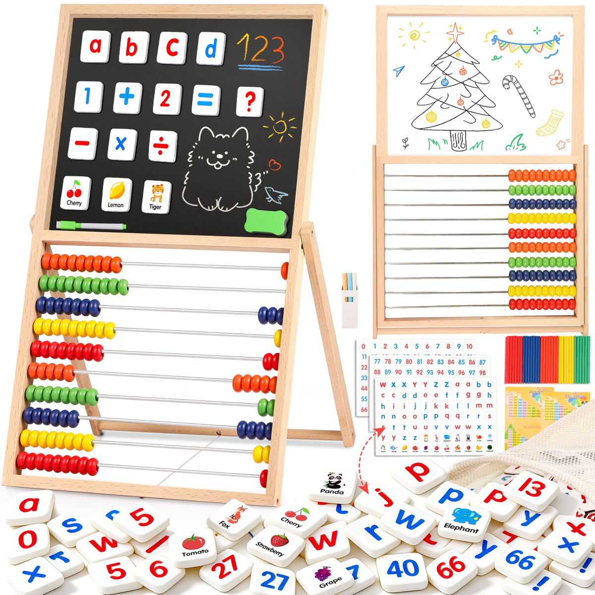 INNOCHEER wooden abacus learning frame supports counting and number sense.