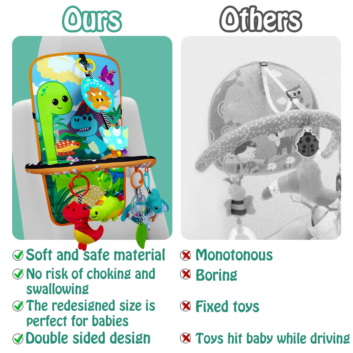Innofans adjustable clip keeps toys secure and easily repositioned.