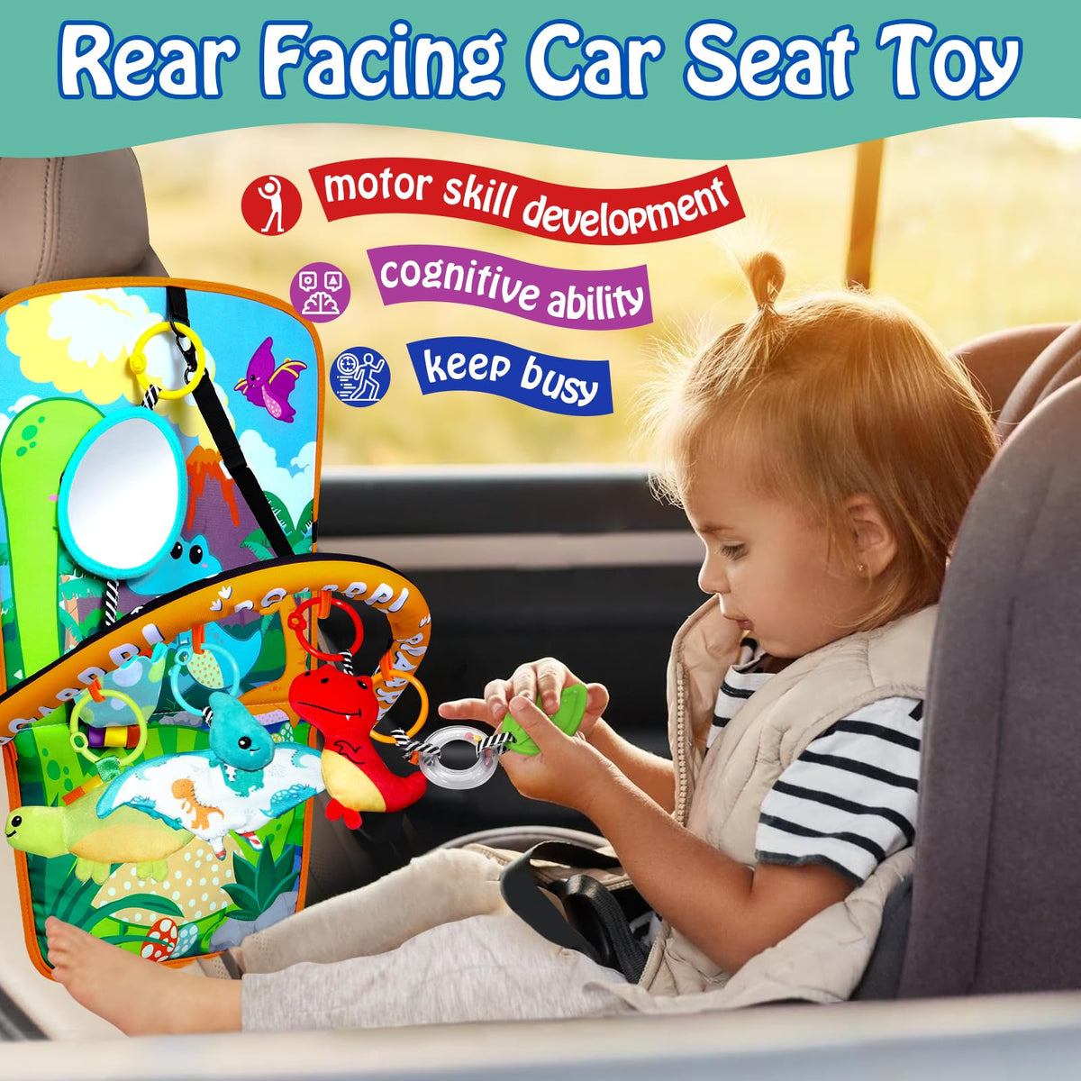 Innofans dinosaurs teether provides soothing textures for teething babies.