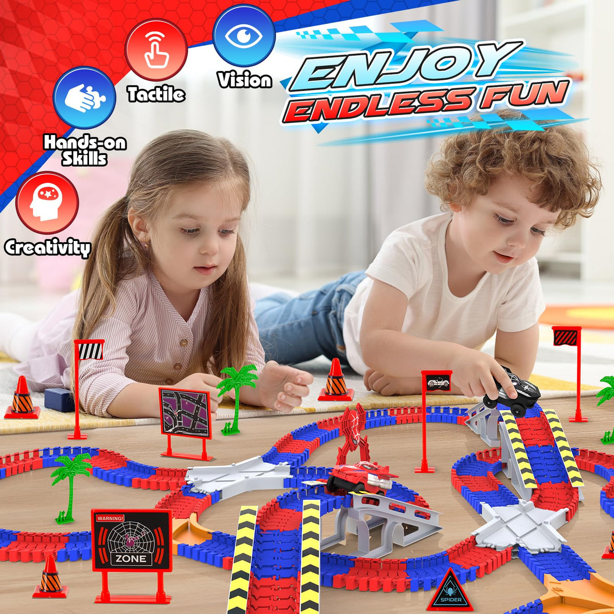 Innofans Spider Toys flexible track pieces enable endless layouts