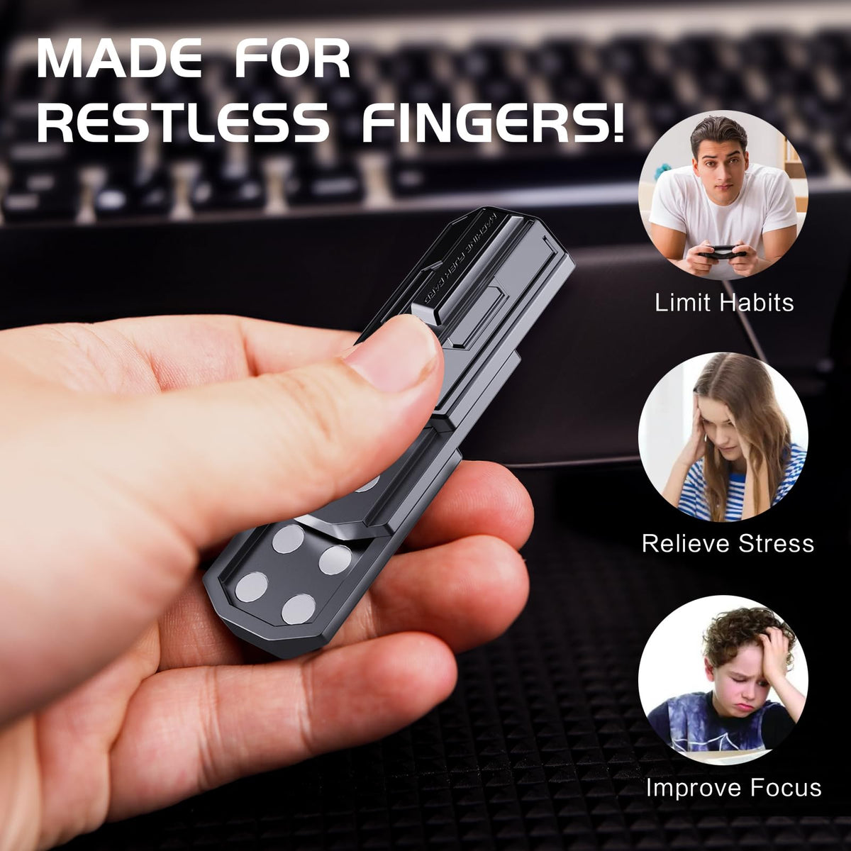 INNÔPLUS Fidget Slider closeup metal: durable construction and satisfying click