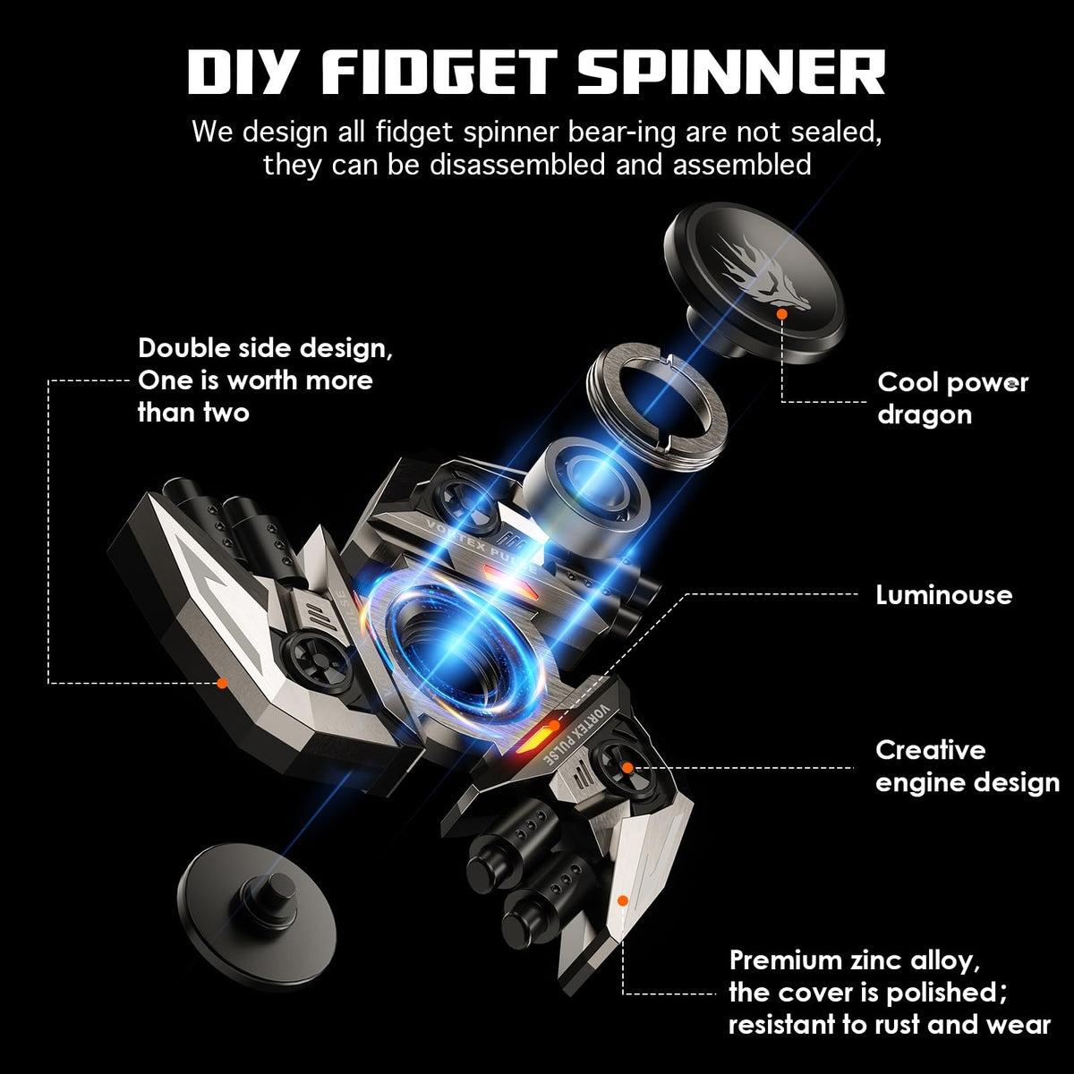 INNÔPLUS upgrade fidget spinner operates quietly for discreet use